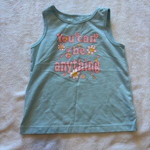 Kids Blue Tank Top with Pink Floral Design